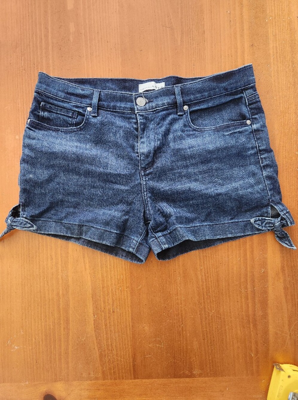 LOFT Dark Blue Denim Tie-Detail Shorts